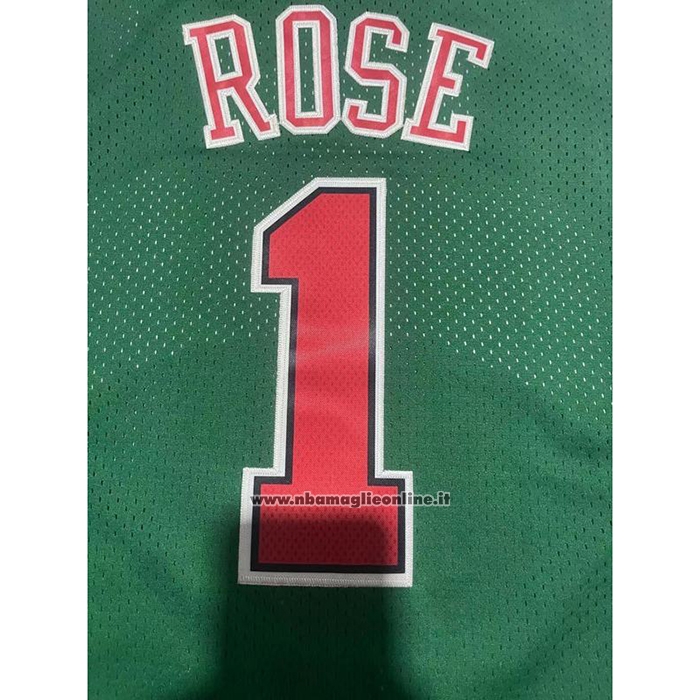 Maglia Chicago Bulls Derrick Rose #1 Mitchell & Ness 2008-09 Verde2